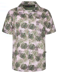 KAM Kurzarm-Hawaiihemd mit Blätterprint, Rosa